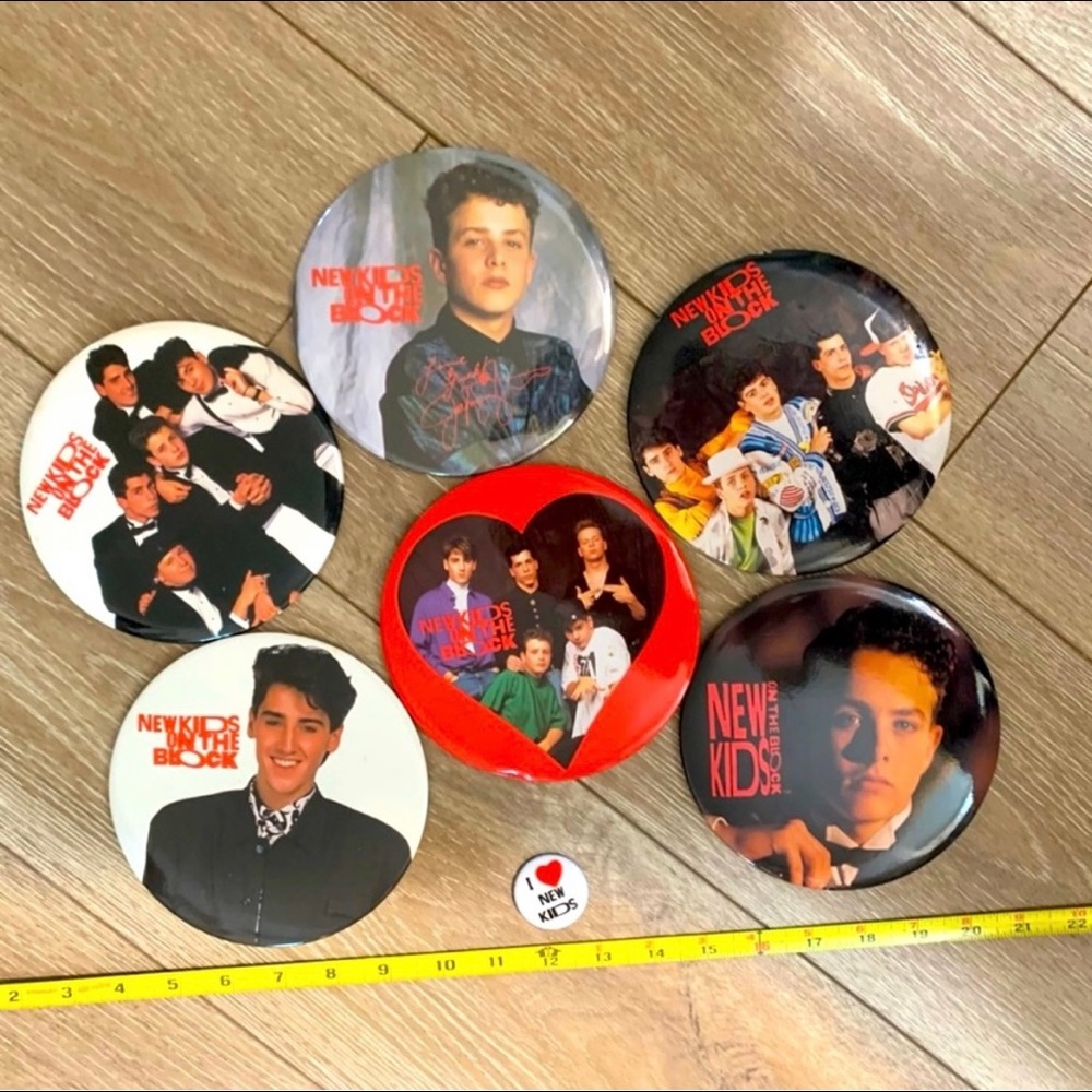 New Kids On The Block original 80’s jumbo pins.